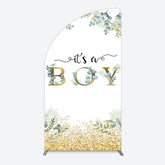 Lofaris Boho Glitter Plants Fresh Baby Shower Half Moon Arch Backdrop